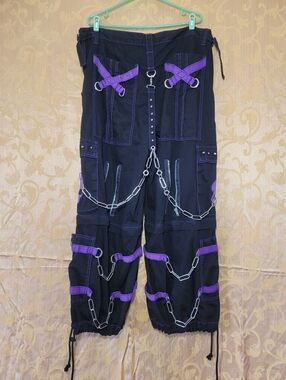 Vintage Y2K Tripp NYC Purple Skull Baggy Pants XXL Convertible Cargo Shorts